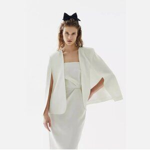 Zara ZW Collection Cape V-Neck Blazer Jacket Ecru White Sizes S, M NEW W…